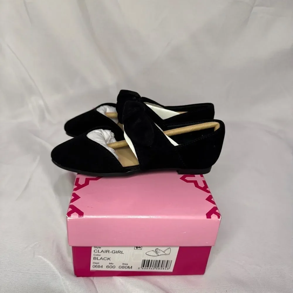 Girls' Clair-Girl Bow Tie Suede Casual Flats Size 8M